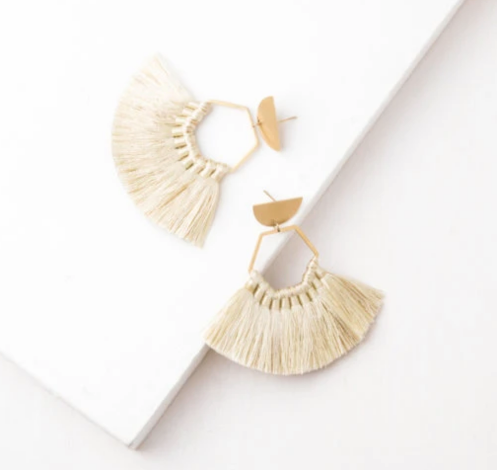 Tassel Drop Earrings for Girls and Women (White) - AP-30 – Anokhiada.com